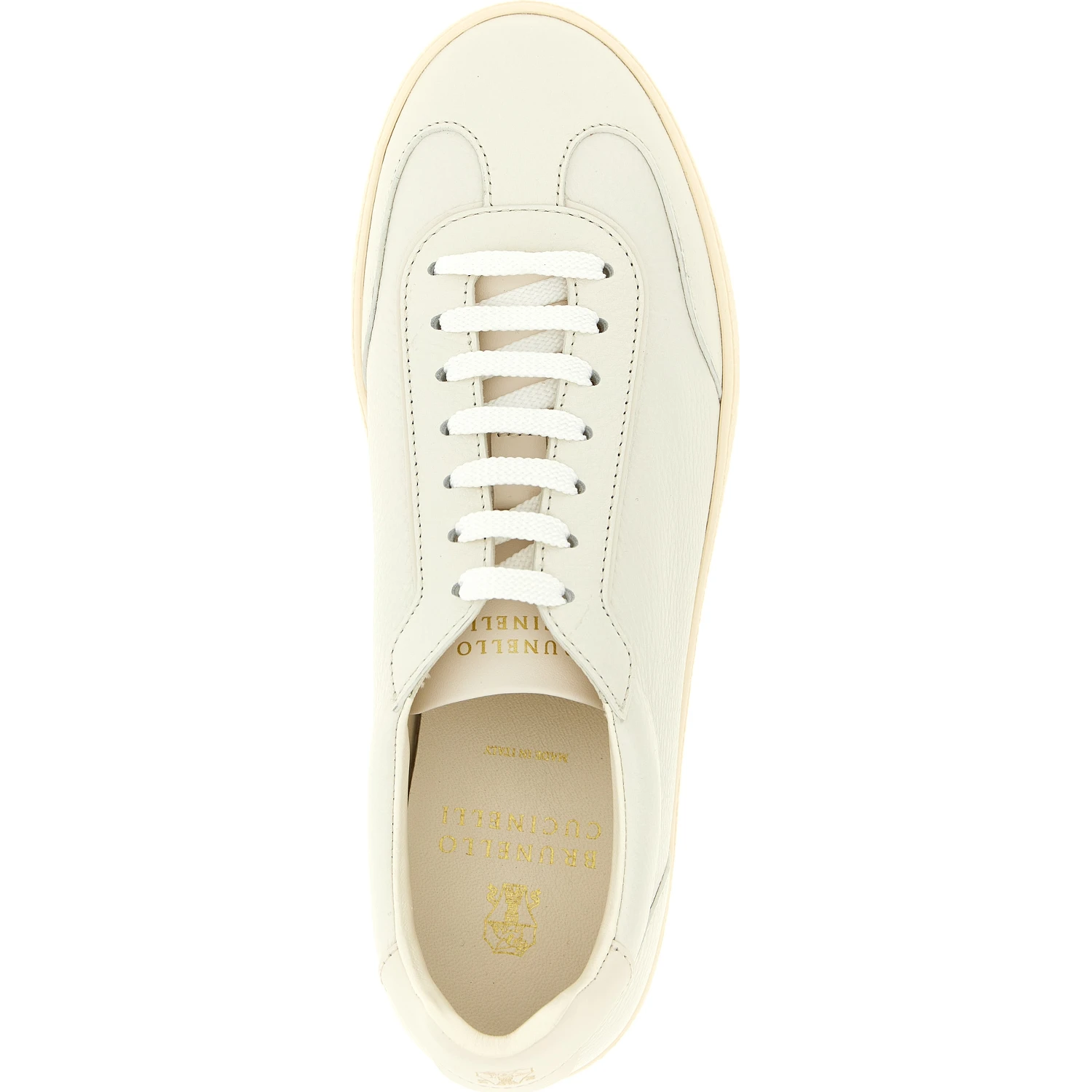 White Goatskin Low Top Sneakers