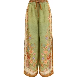 Multicolor Silk Casual Pants