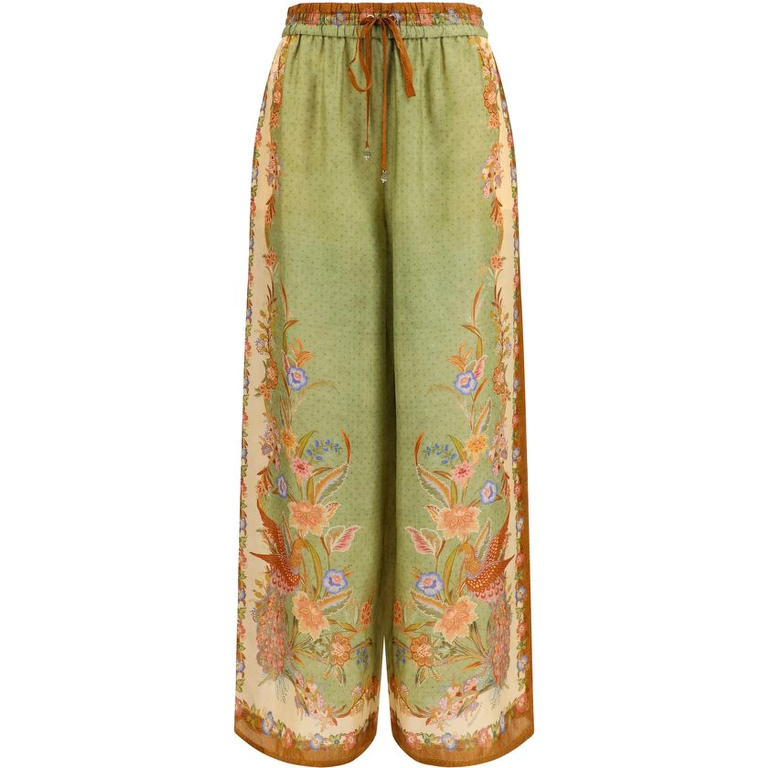 Multicolor Silk Casual Pants