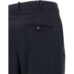 Blue Wool Casual Pants