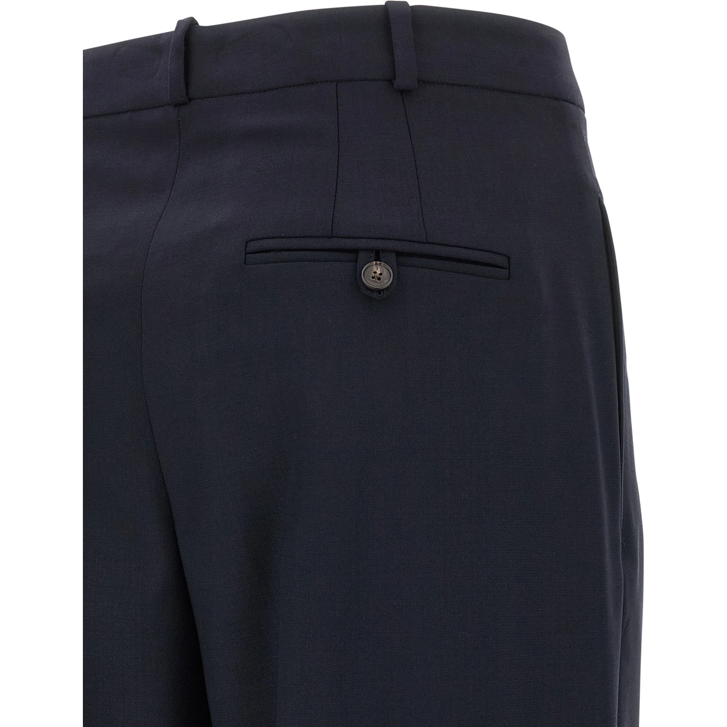 Blue Wool Casual Pants