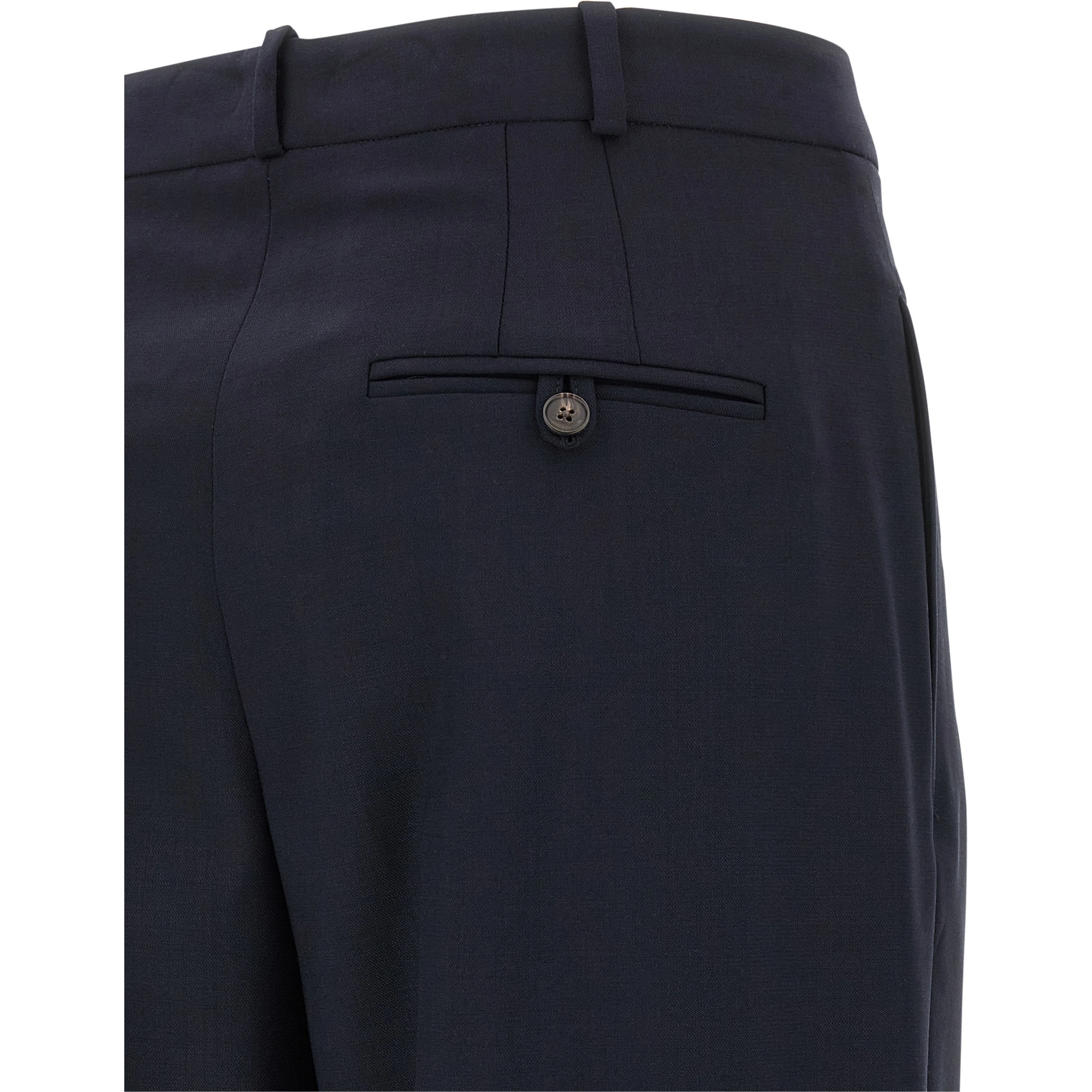 Blue Wool Casual Pants