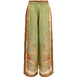 Multicolor Silk Casual Pants