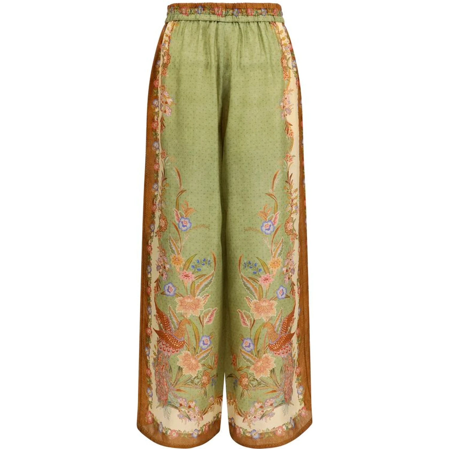 Multicolor Silk Casual Pants