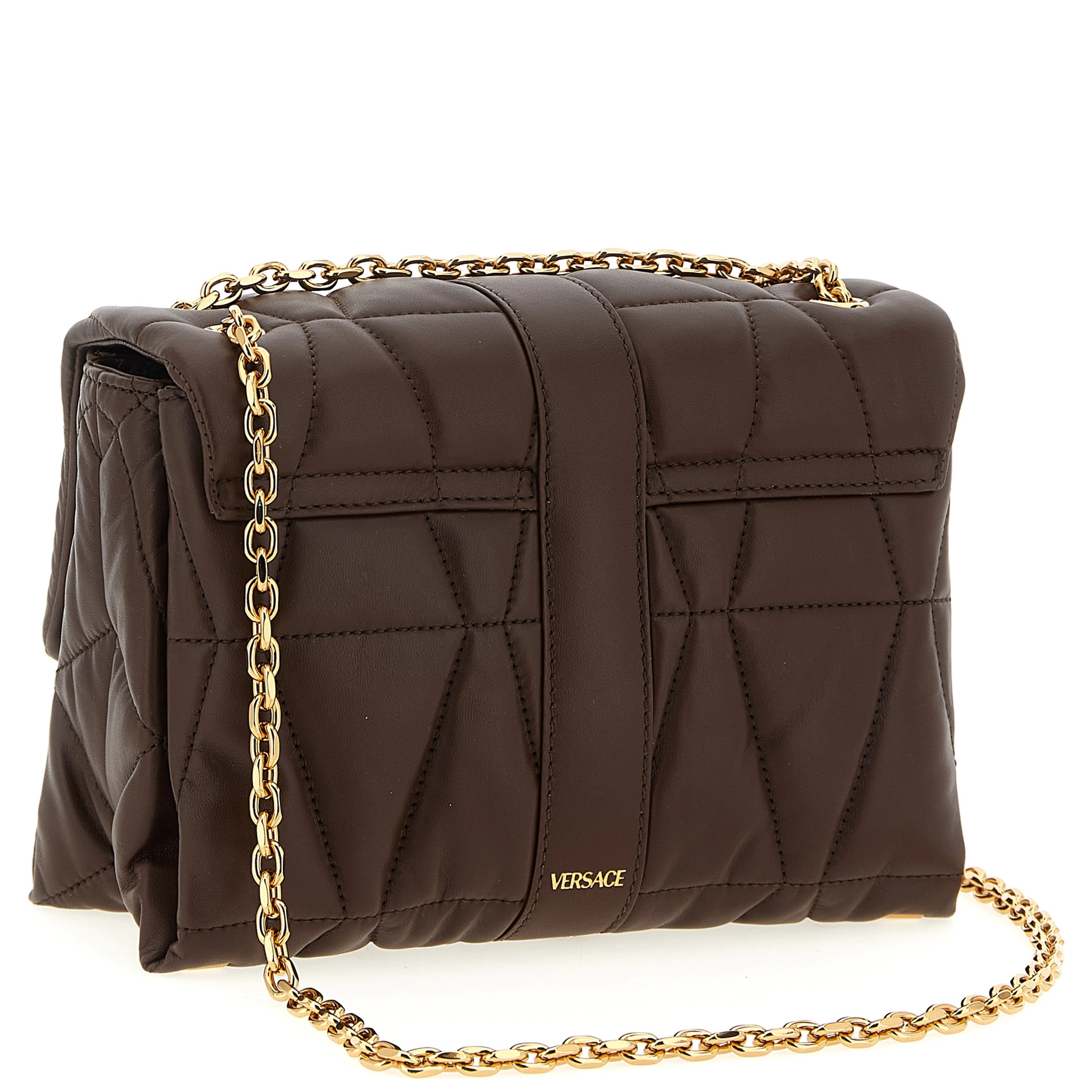 Brown Lamb Leather Shoulder Bag