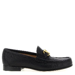 Black Buffalo Leather Slip-On Loafers