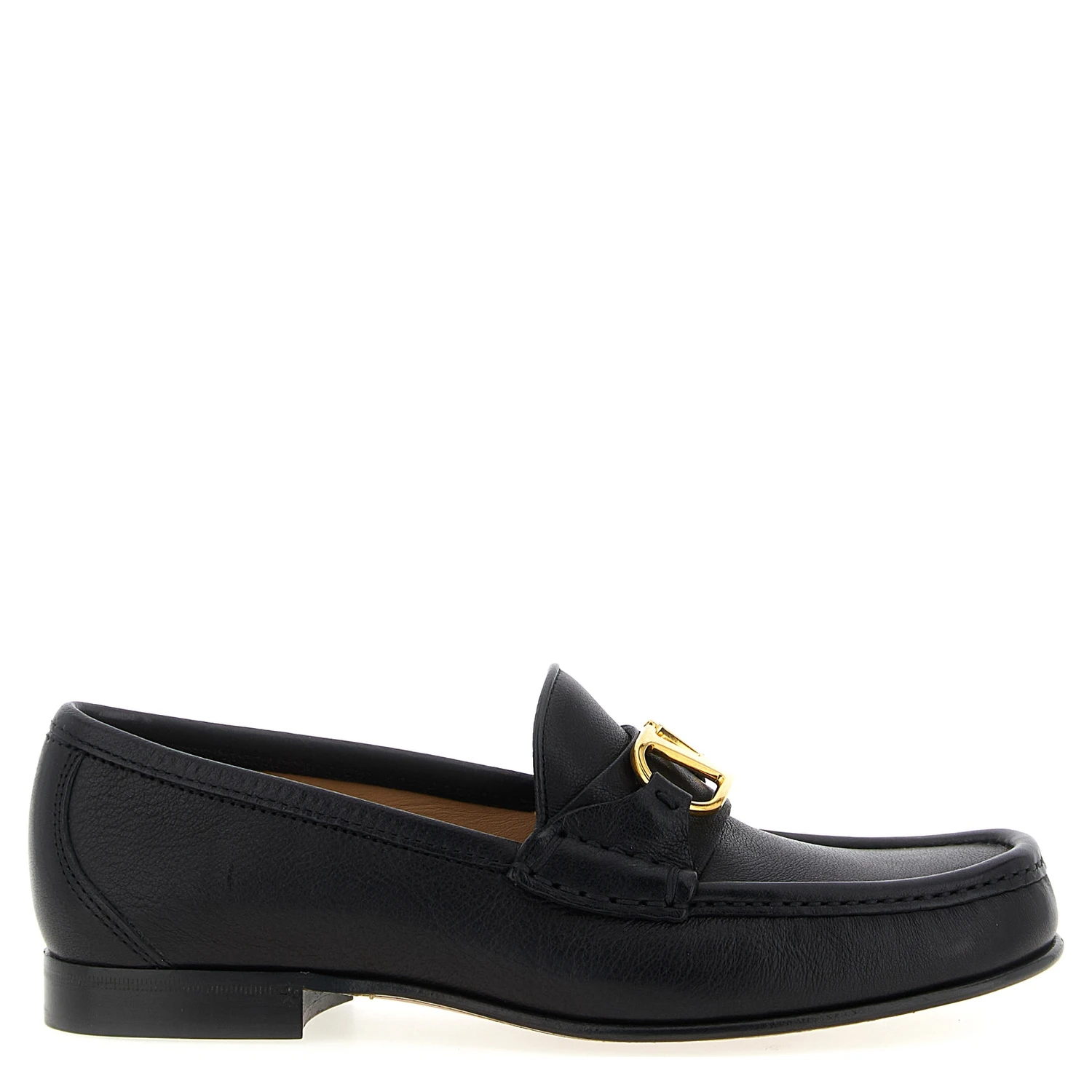 Black Buffalo Leather Slip-On Loafers