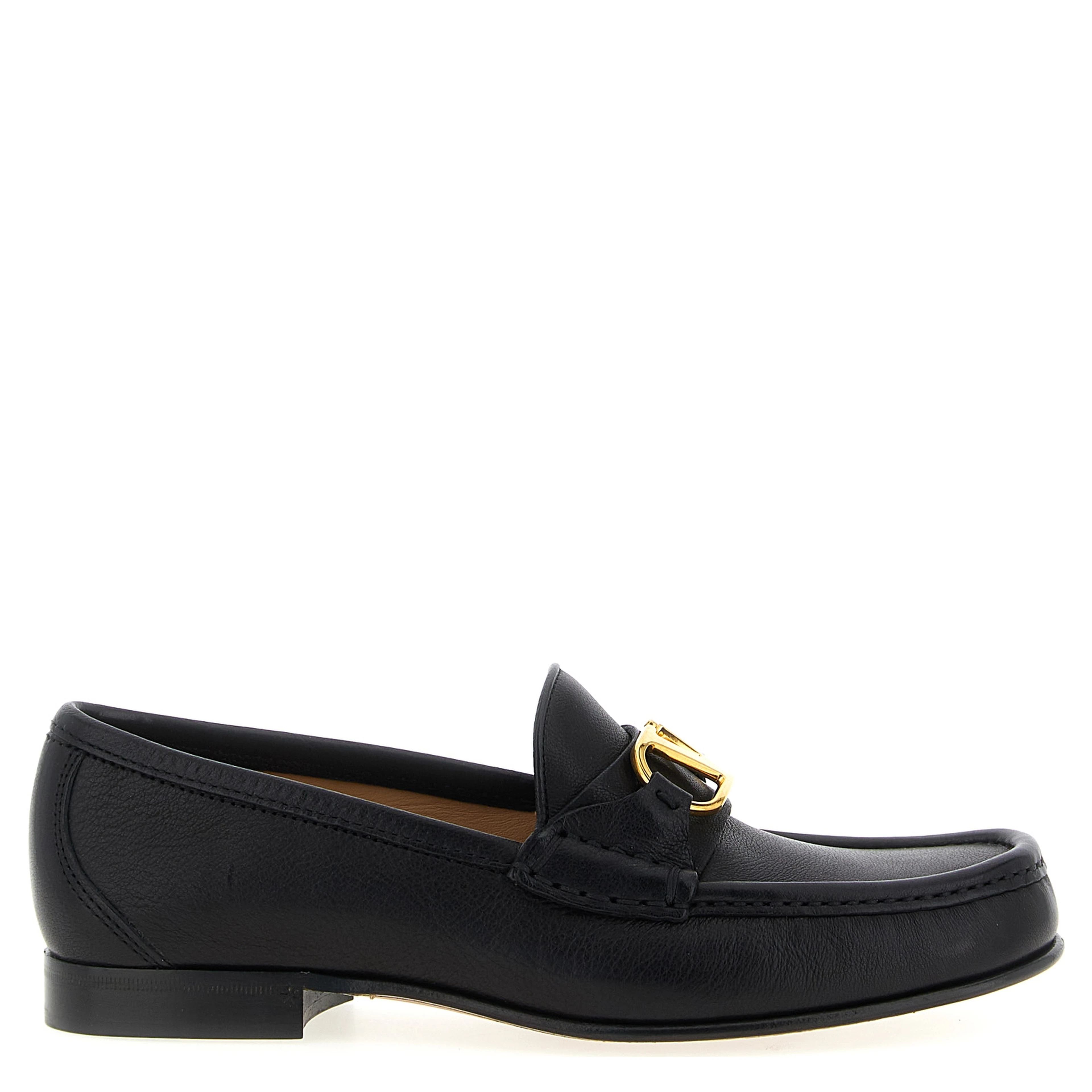 Black Buffalo Leather Slip-On Loafers