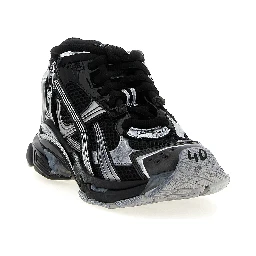 Black Polyethylene Athletic Sneakers