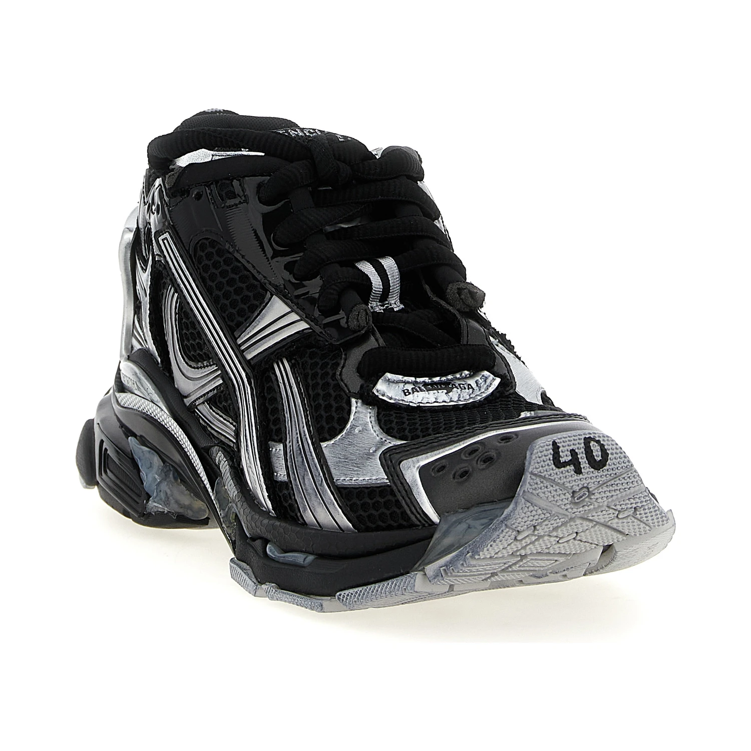 Black Polyethylene Athletic Sneakers