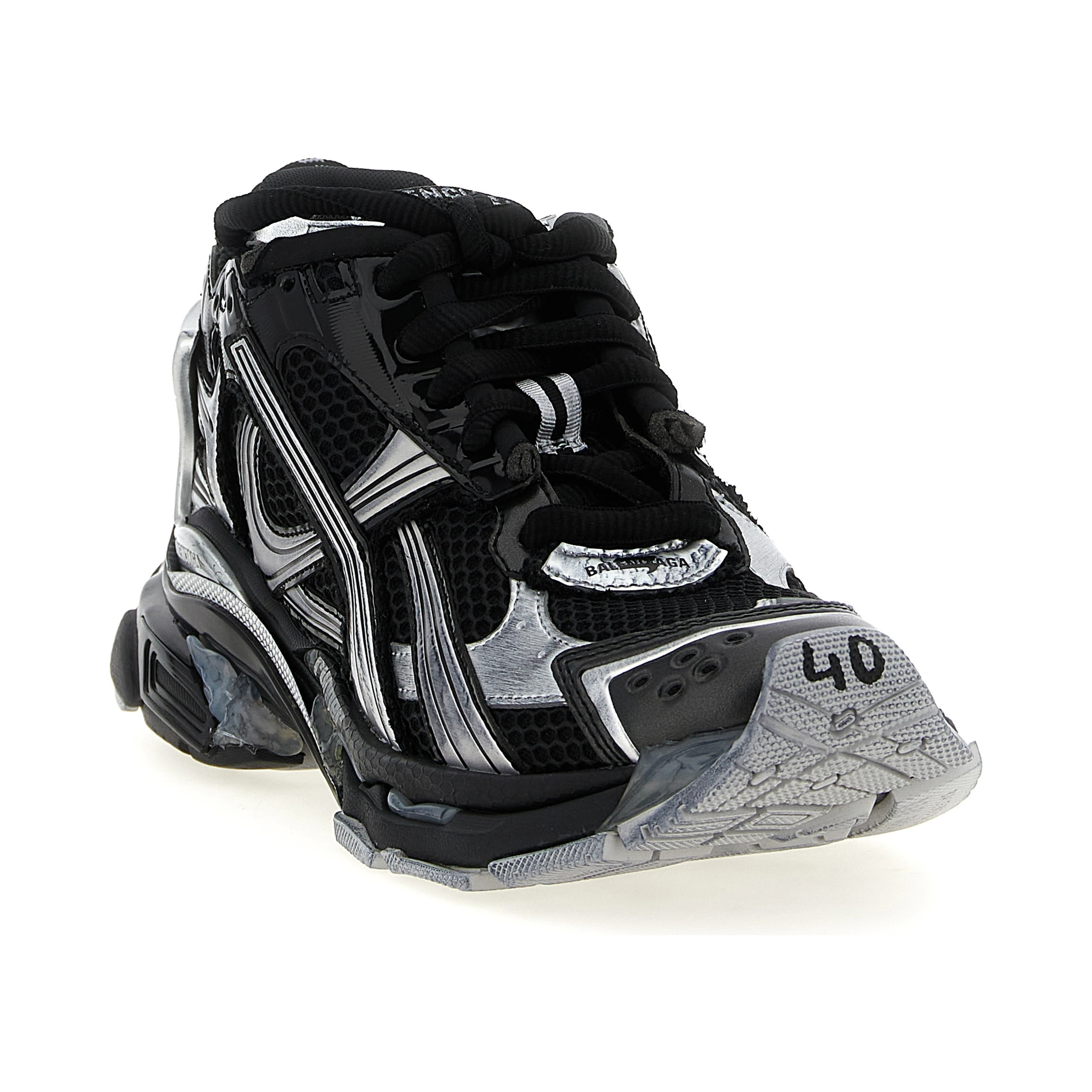 Black Polyethylene Athletic Sneakers