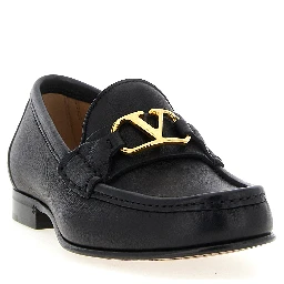 Black Buffalo Leather Slip-On Loafers
