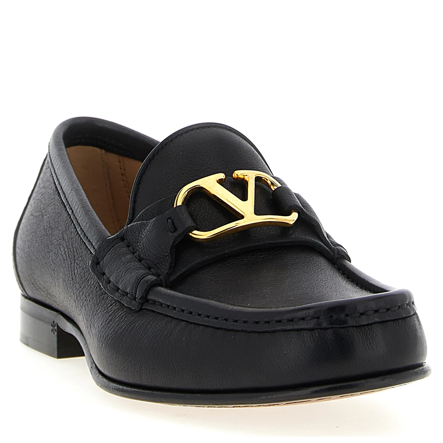 Black Buffalo Leather Slip-On Loafers