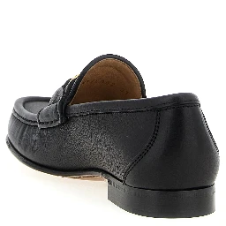 Black Buffalo Leather Slip-On Loafers