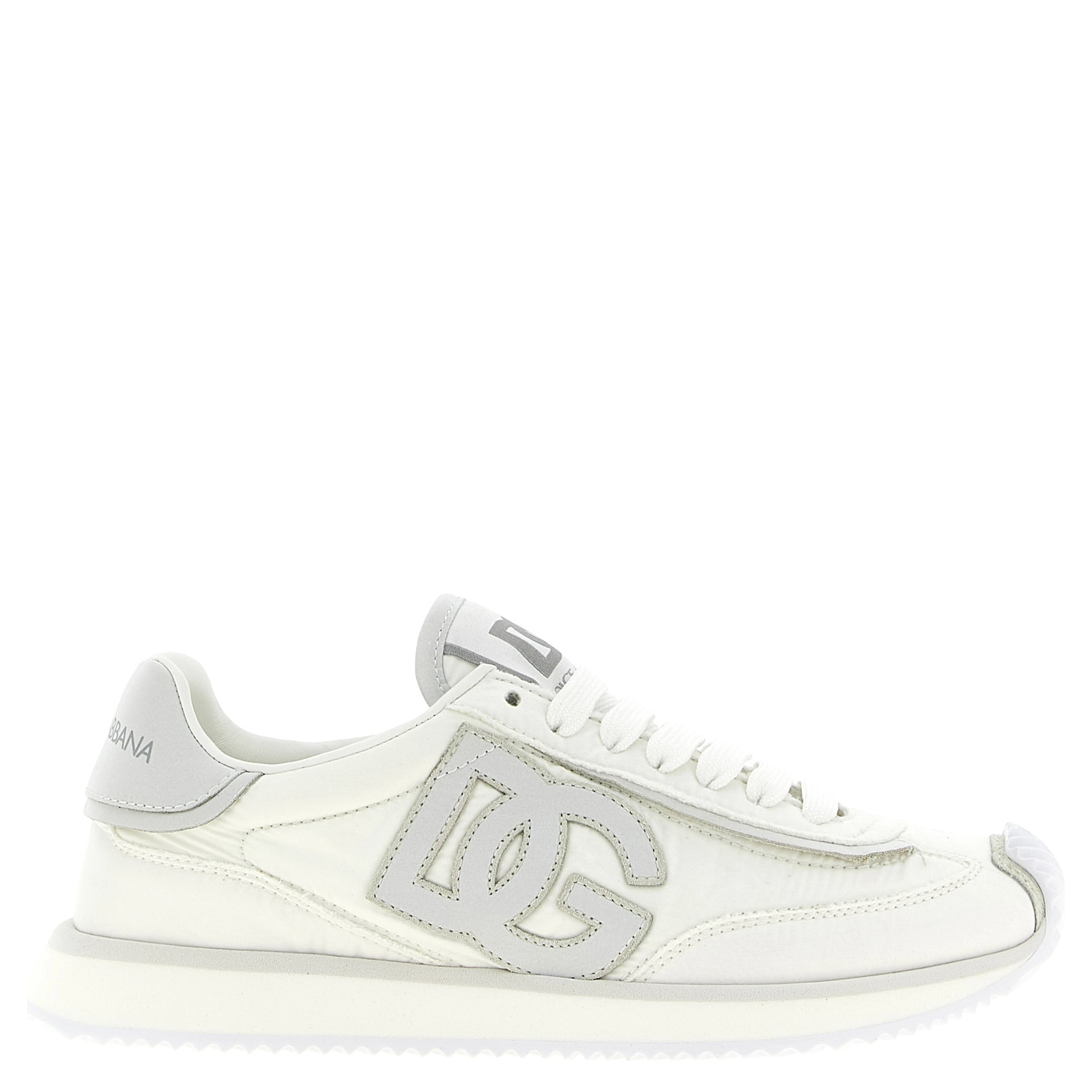 White Polyester Athletic Sneakers