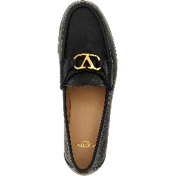 Black Buffalo Leather Slip-On Loafers