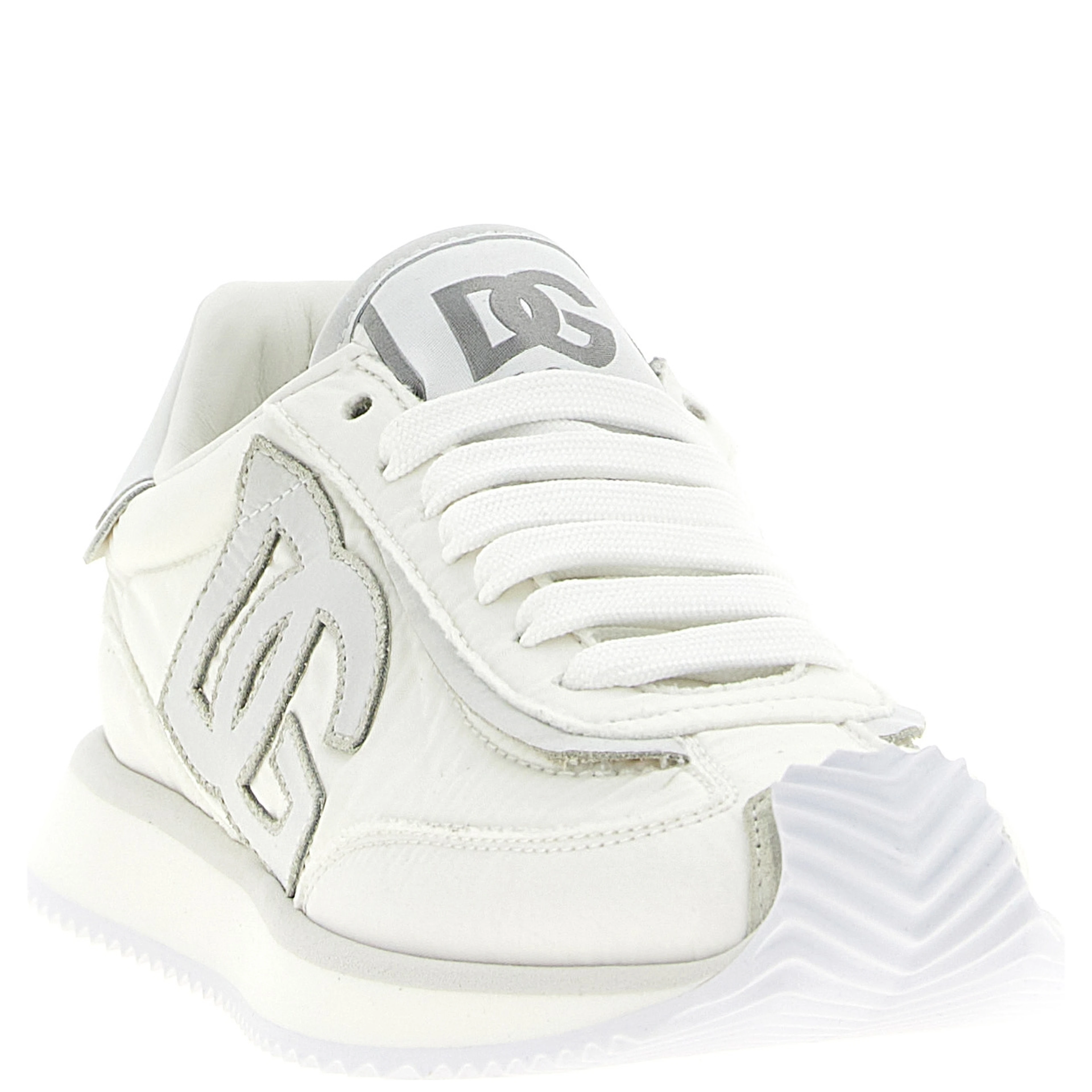 White Polyester Athletic Sneakers
