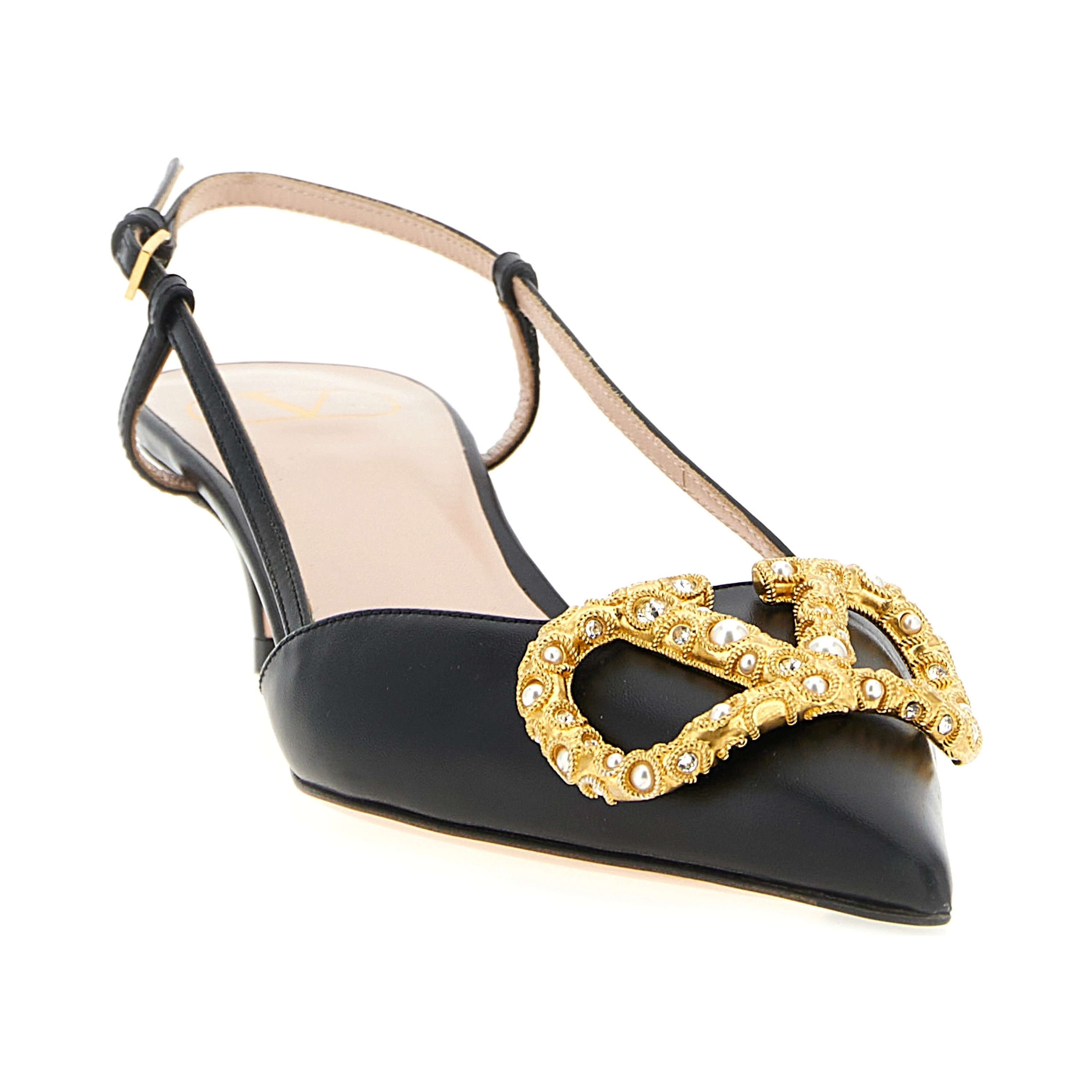 Black Calfskin Mid Heel Pumps