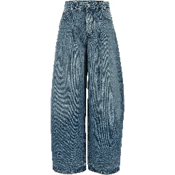 Blue Cotton High-Waisted Jean