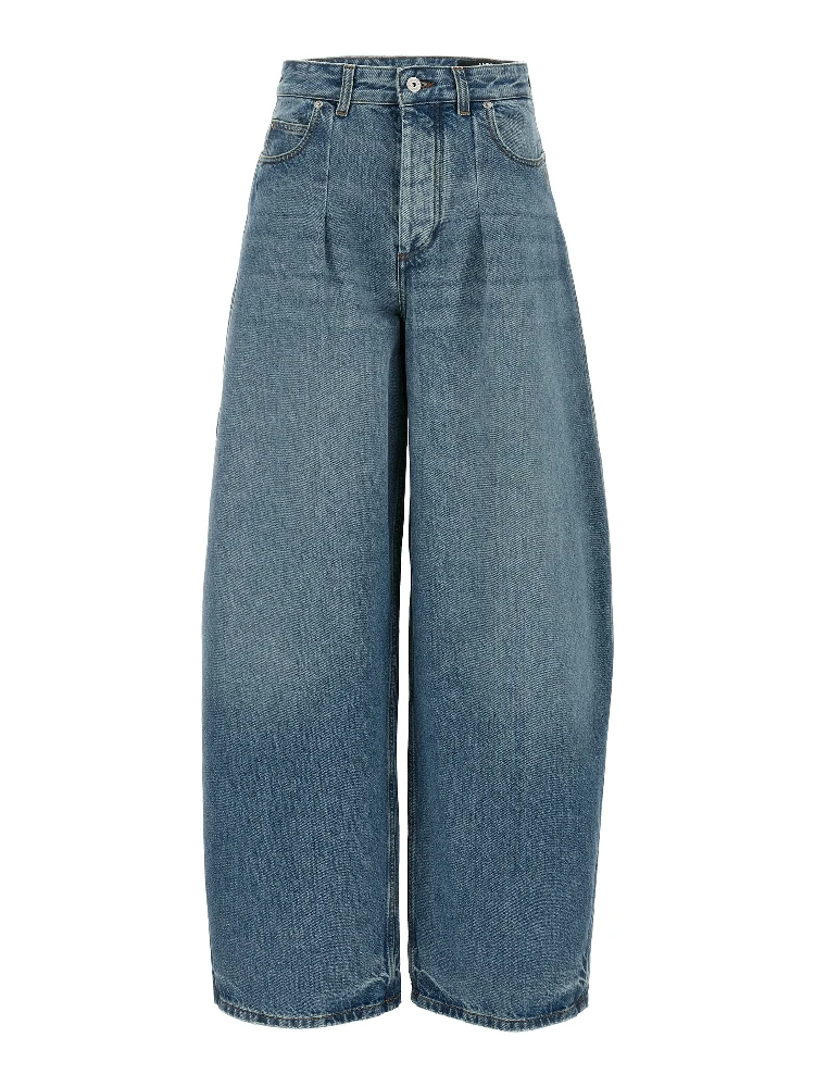 Blue Cotton High-Waisted Jean