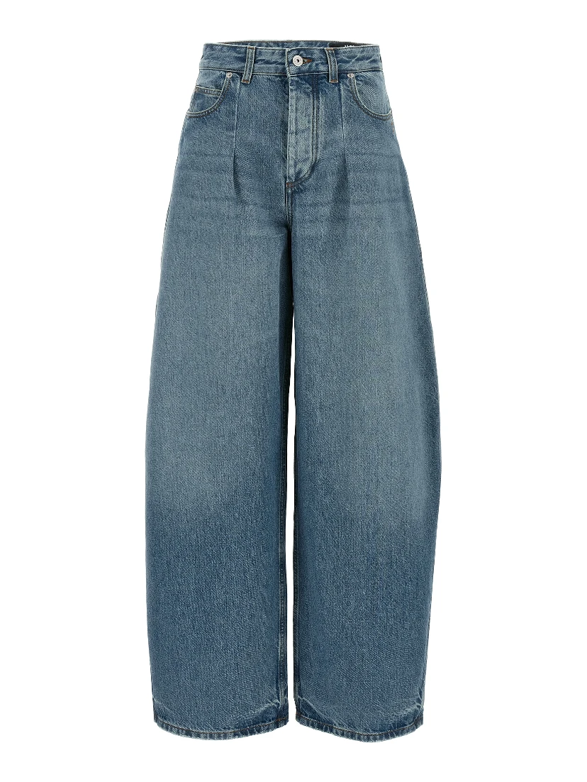 Blue Cotton High-Waisted Jean