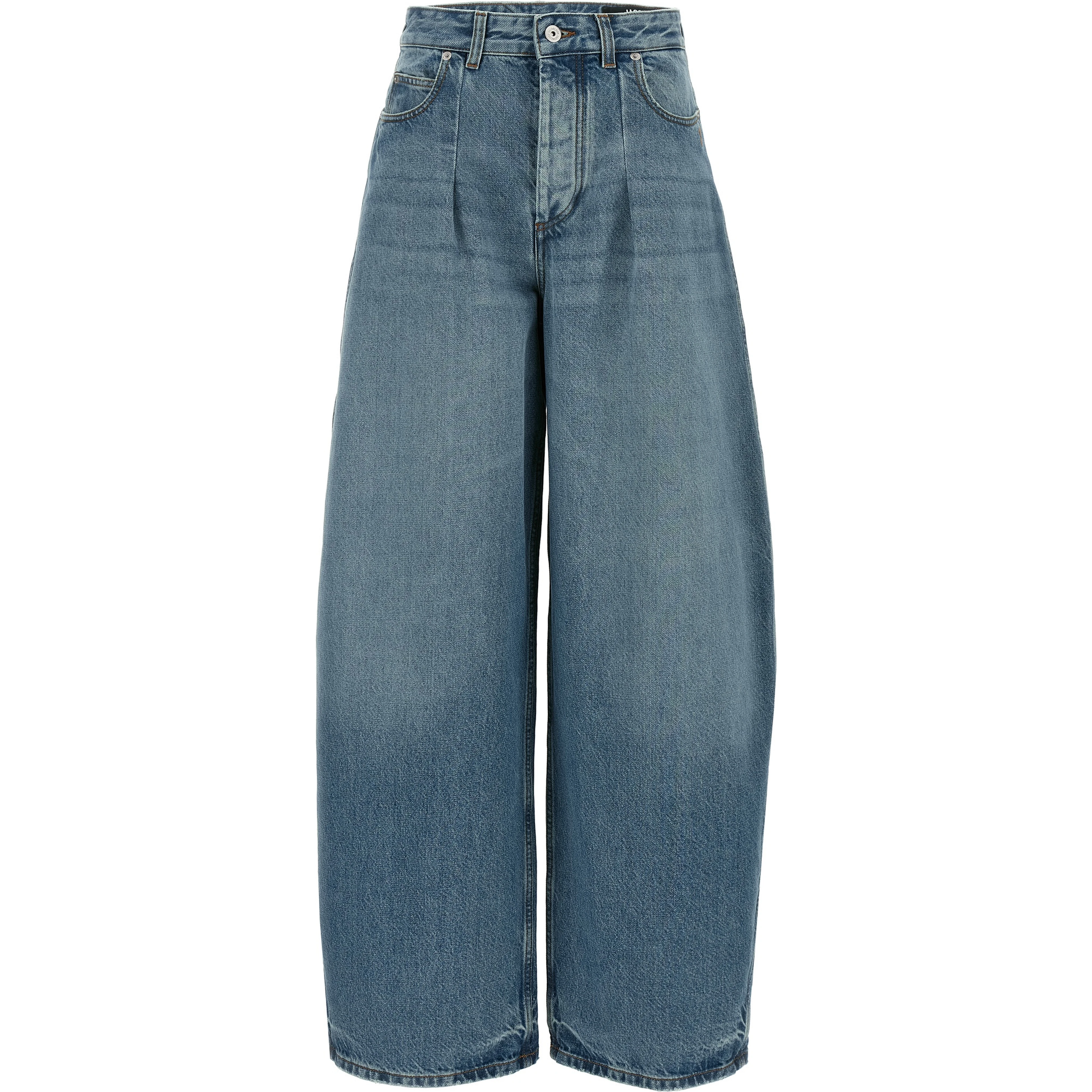 Blue Cotton High-Waisted Jean
