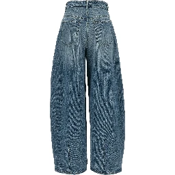 Blue Cotton High-Waisted Jean