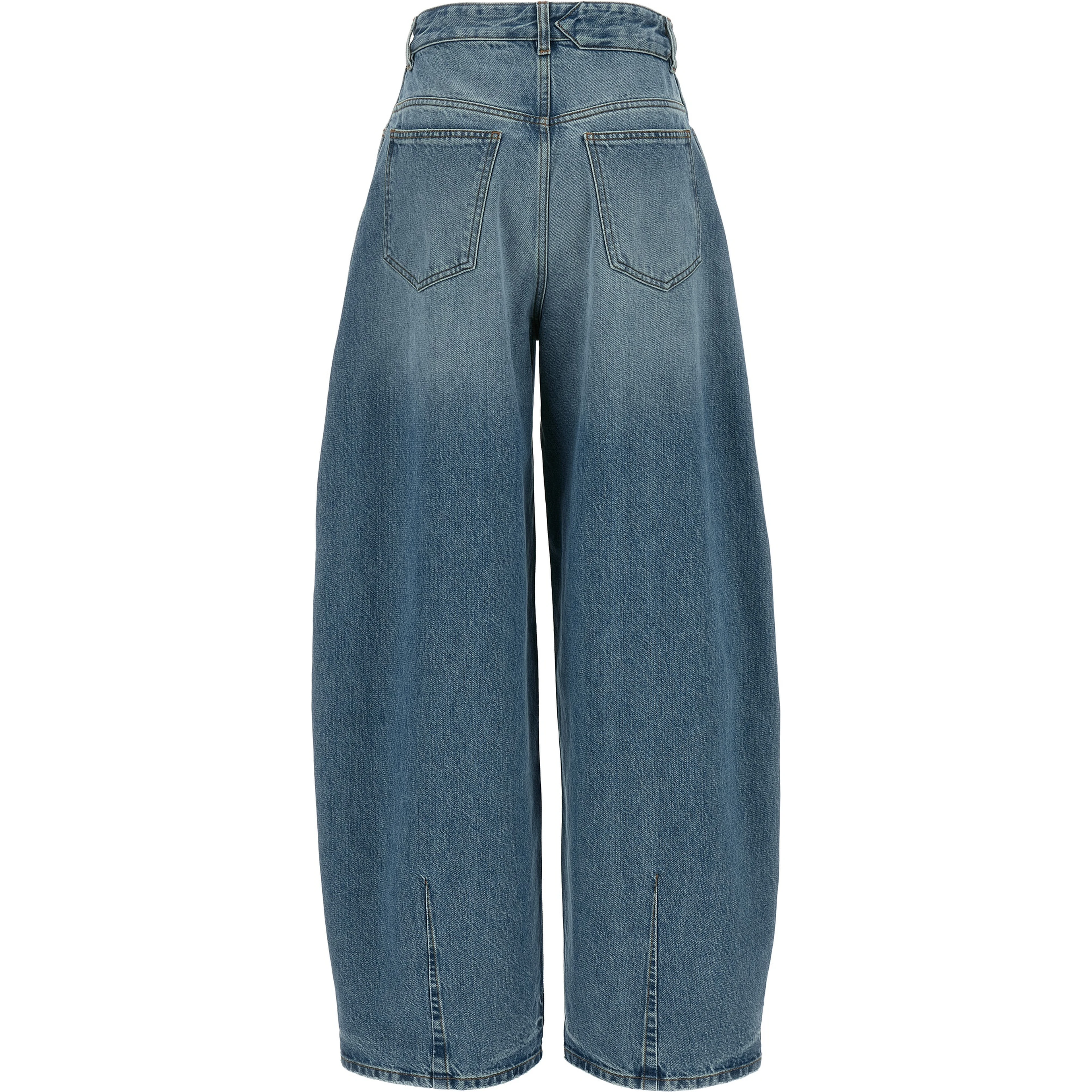 Blue Cotton High-Waisted Jean