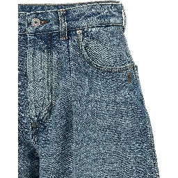 Blue Cotton High-Waisted Jean