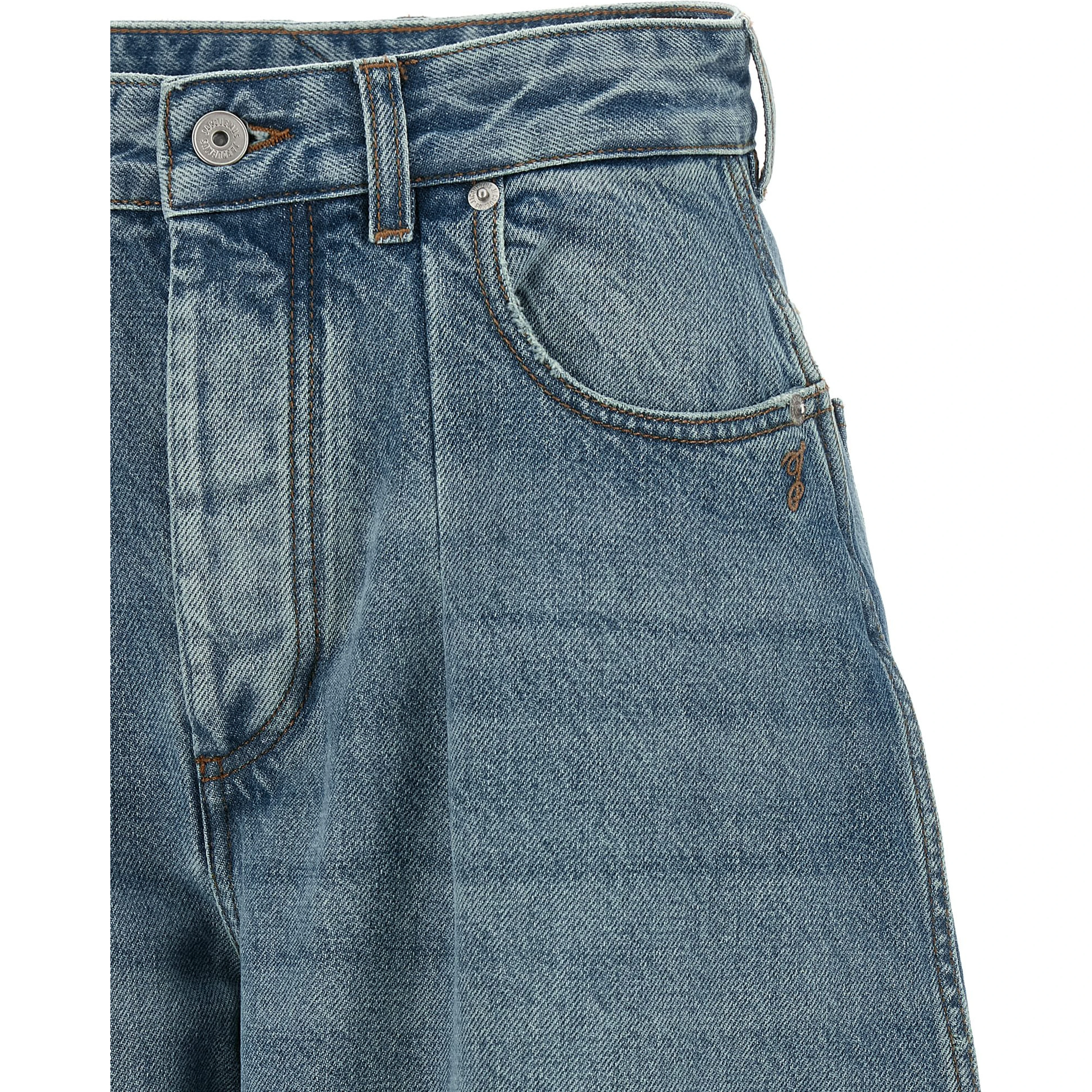 Blue Cotton High-Waisted Jean