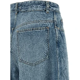 Blue Cotton High-Waisted Jean