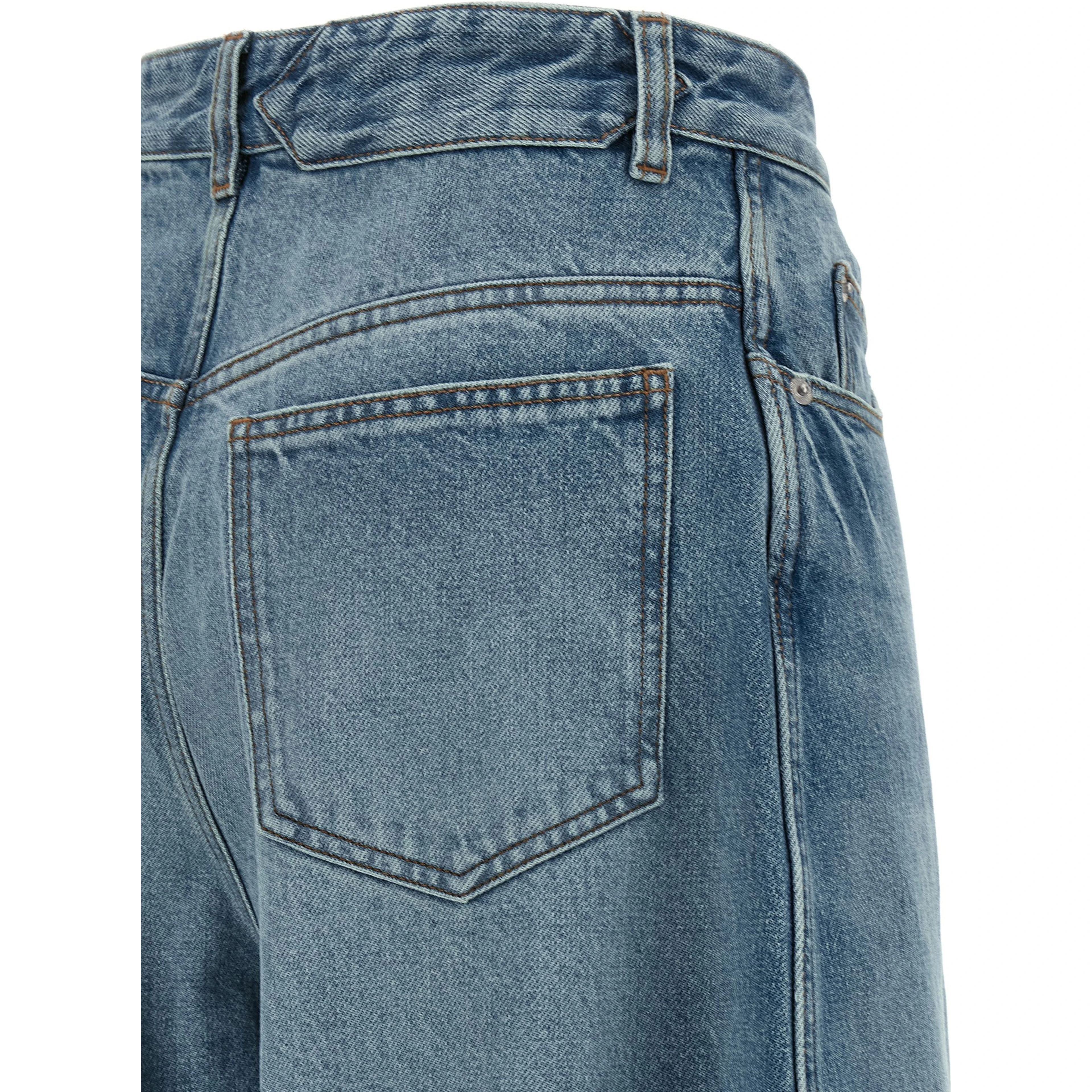 Blue Cotton High-Waisted Jean