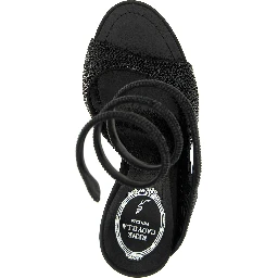 Black Satin Stiletto Heel Sandals