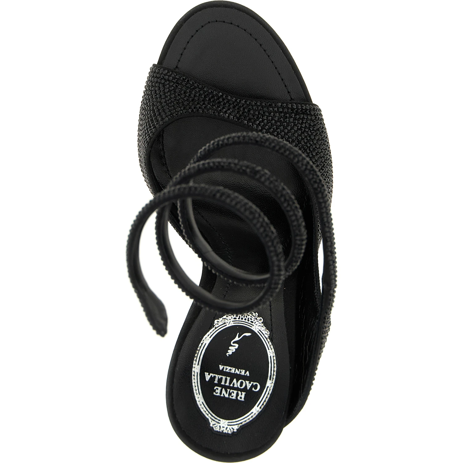 Black Satin Stiletto Heel Sandals