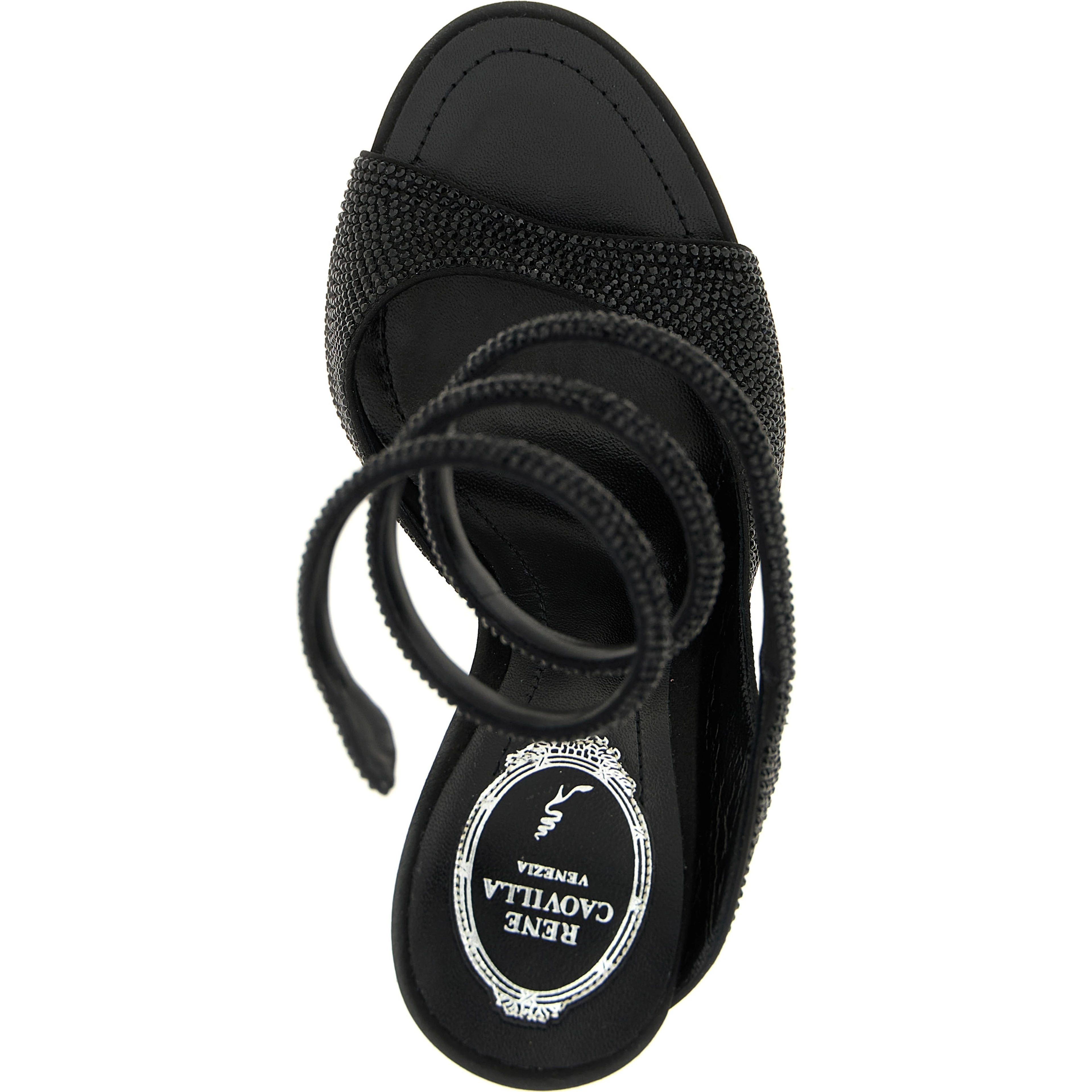 Black Satin Stiletto Heel Sandals
