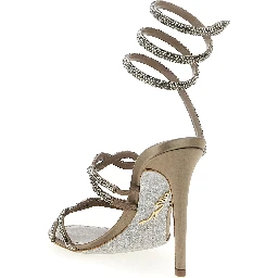 Gray Satin Stiletto Heel Sandals
