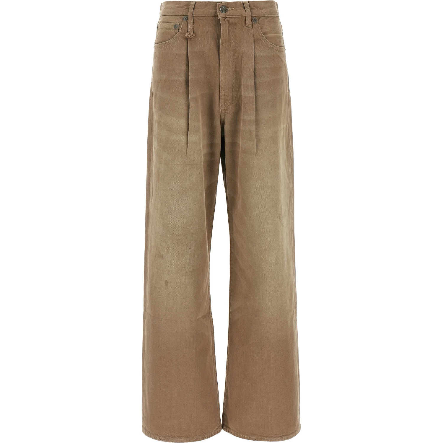 Brown Cotton High-Waisted Jean