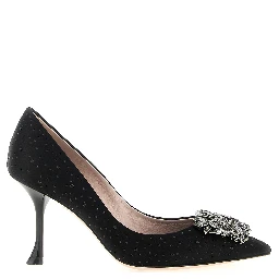 Black Viscose High Heel Pumps