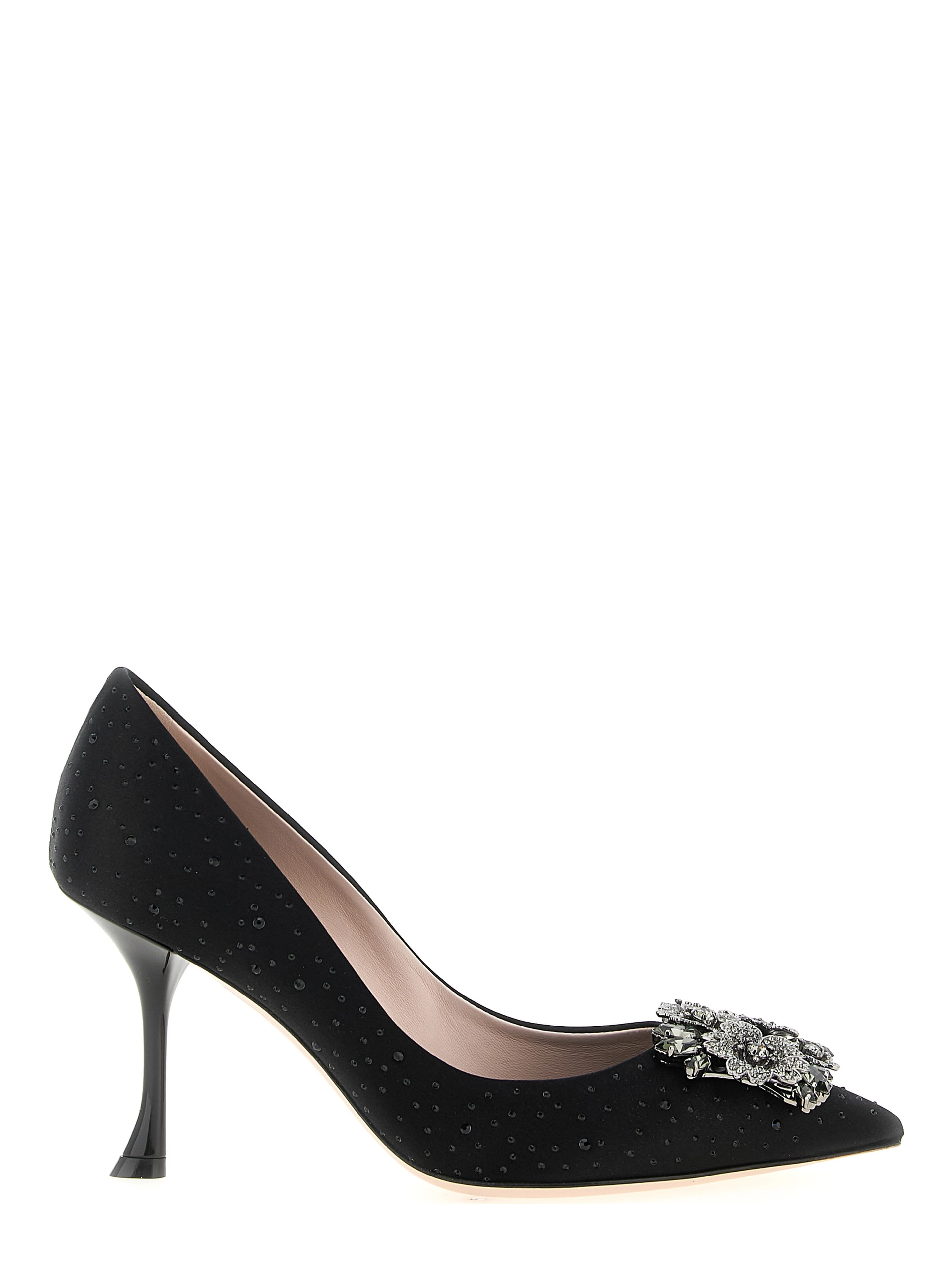 Black Viscose High Heel Pumps