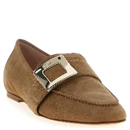 Beige Goatskin Slip-On Loafers