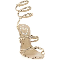Beige Satin Stiletto Heel Sandals