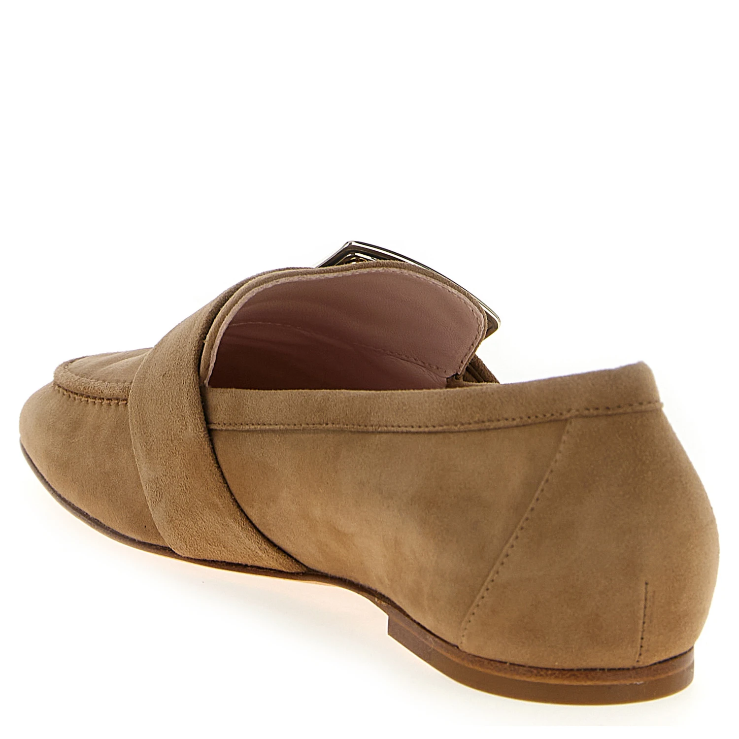 Beige Goatskin Slip-On Loafers
