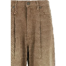 Brown Cotton High-Waisted Jean