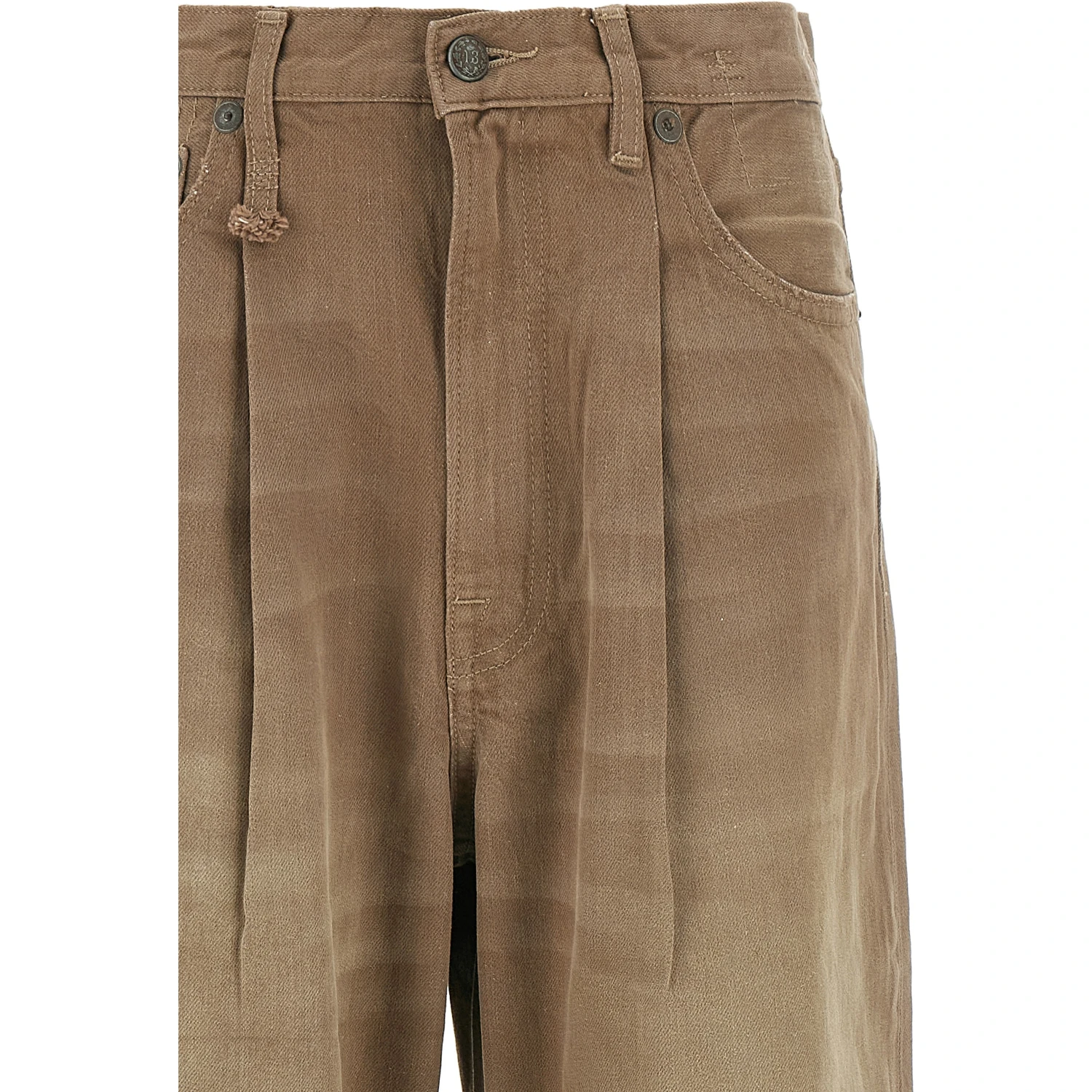 Brown Cotton High-Waisted Jean