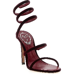 Bordeaux Textile Stiletto Heel Sandals