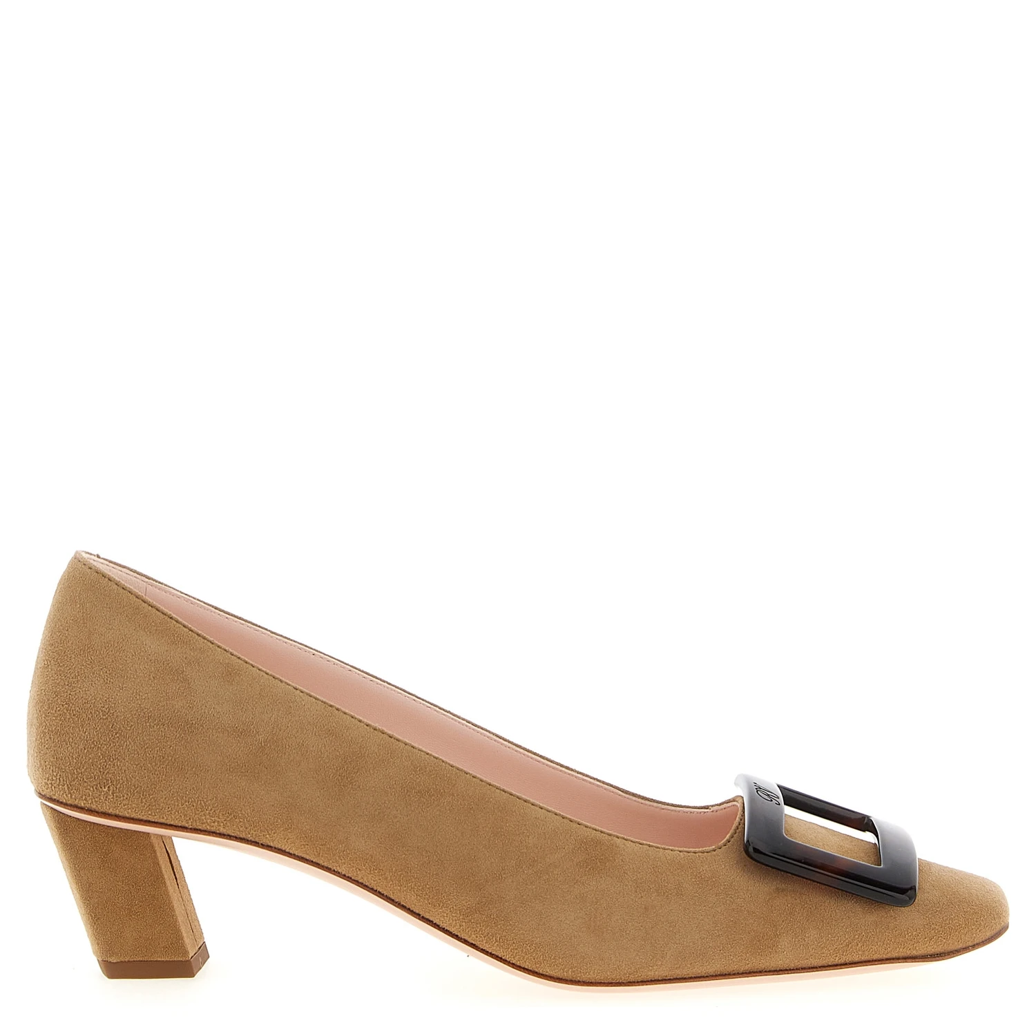 Beige Goatskin Mid Heel Pumps