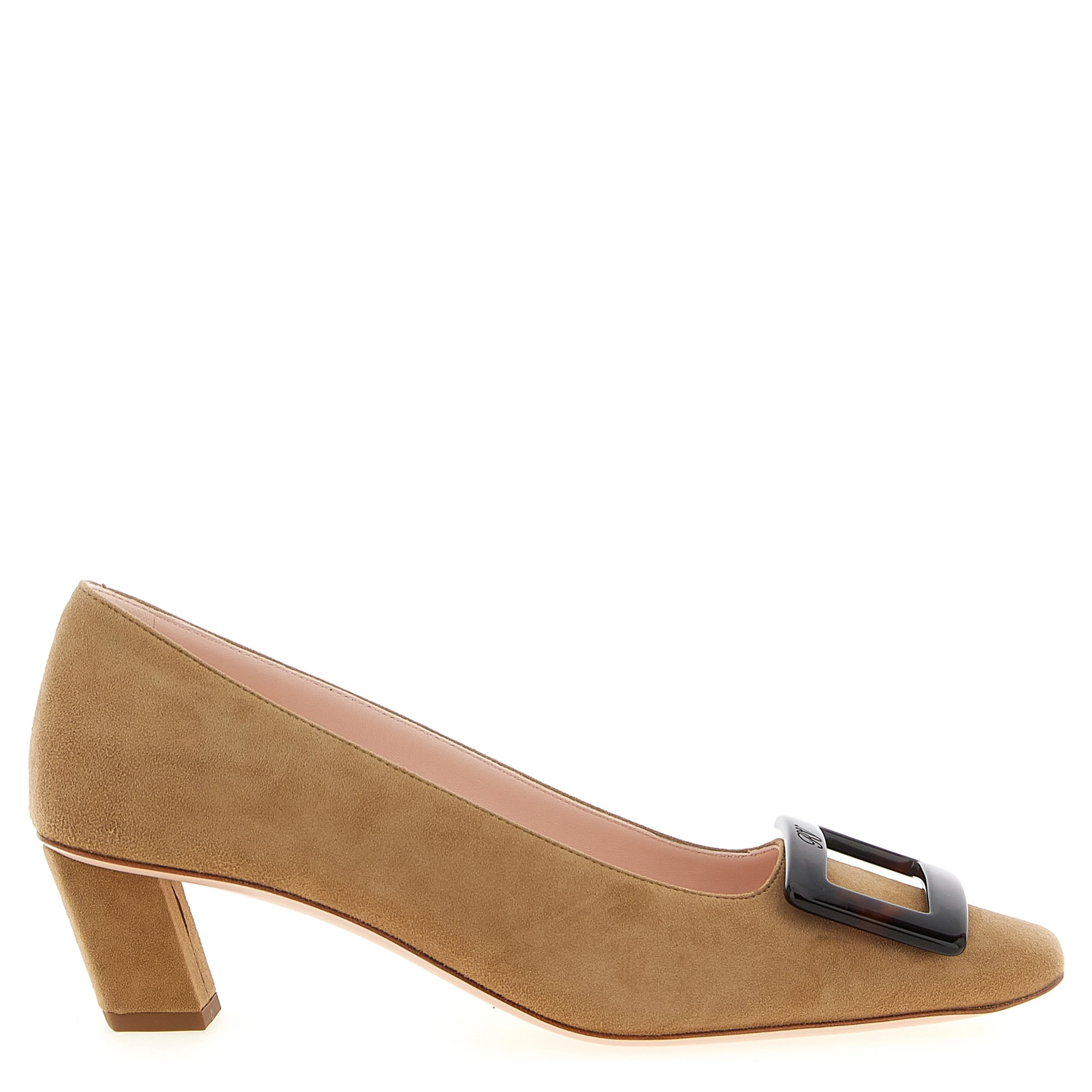 Beige Goatskin Mid Heel Pumps