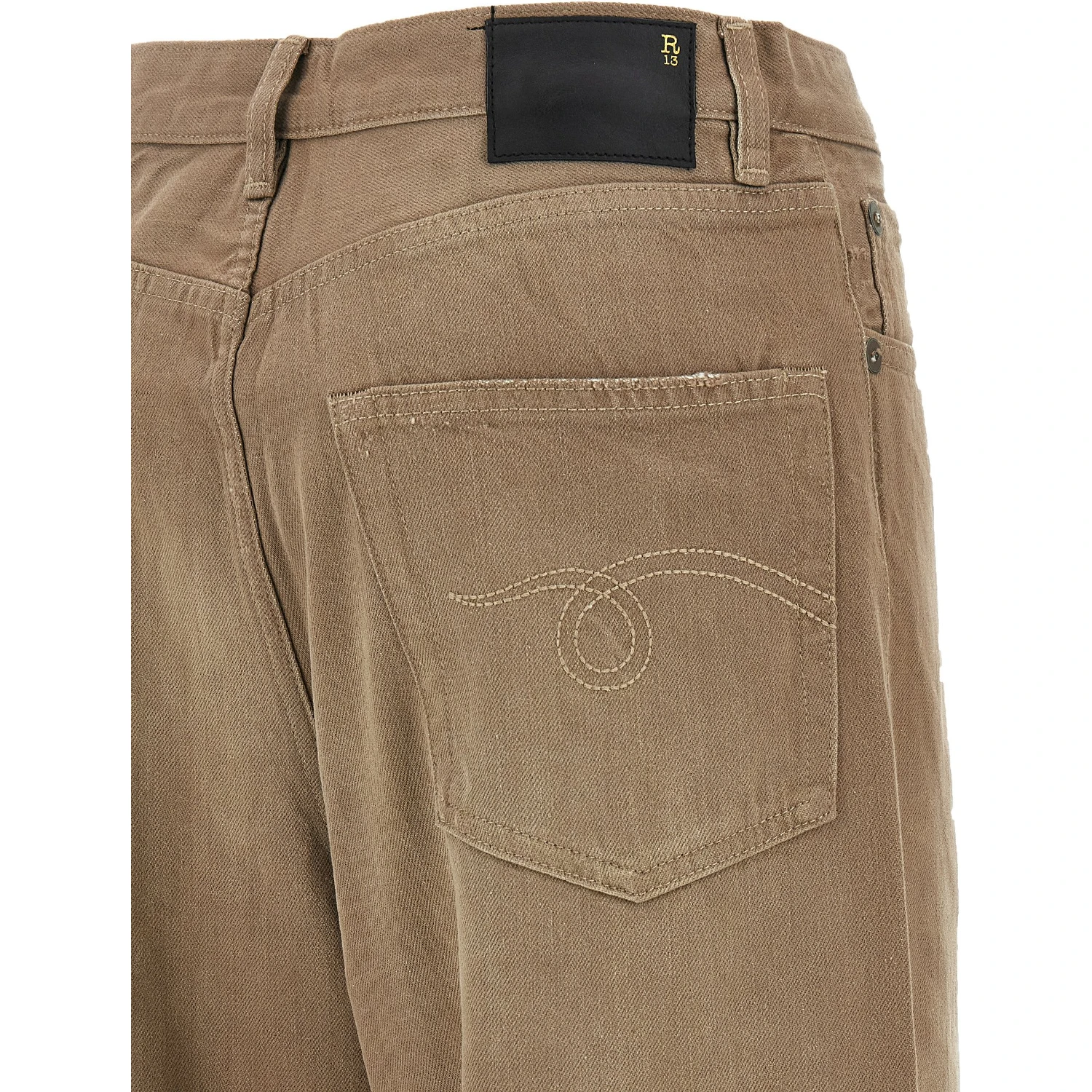 Brown Cotton High-Waisted Jean