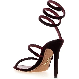 Bordeaux Textile Stiletto Heel Sandals