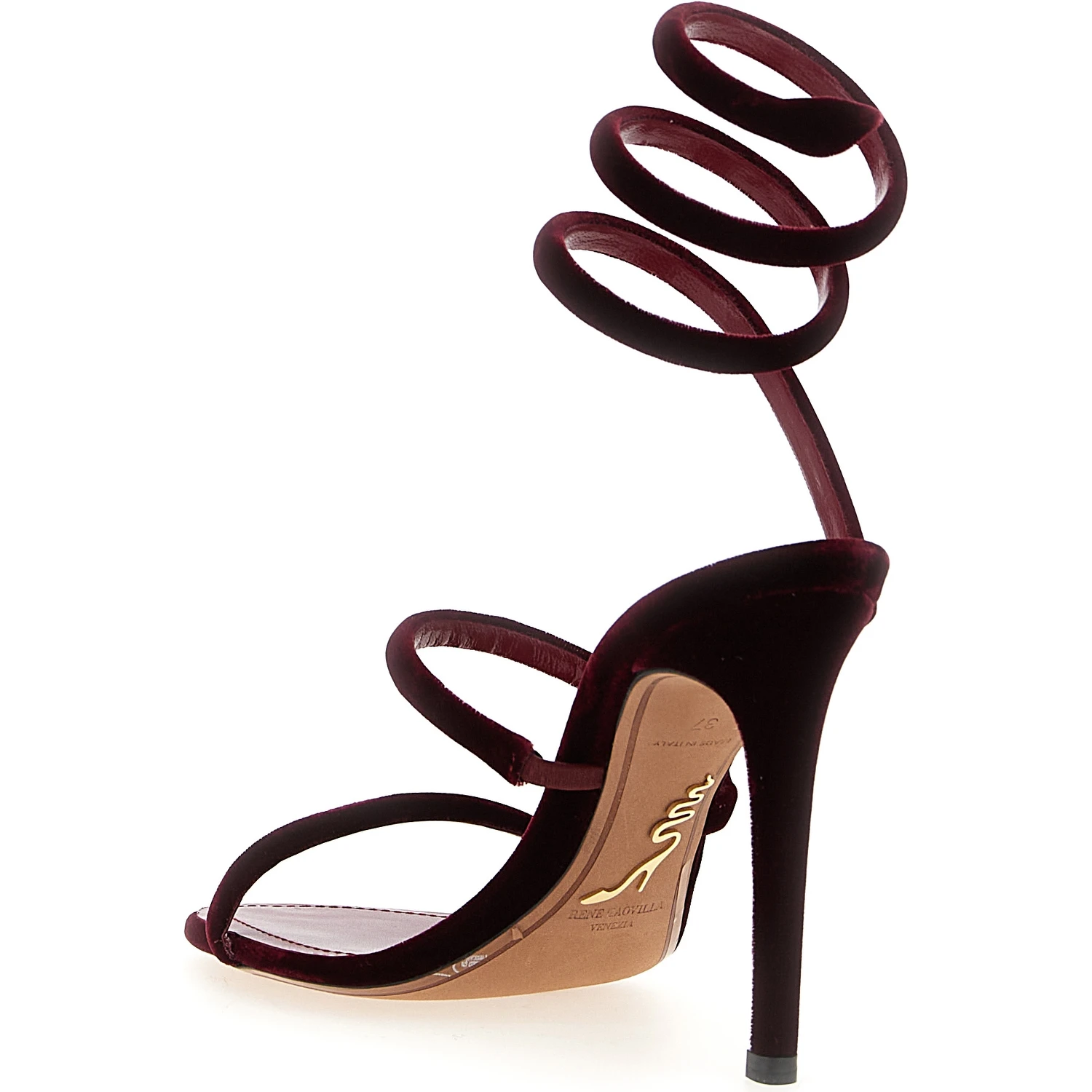 Bordeaux Textile Stiletto Heel Sandals